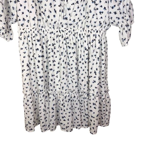 VOY Womens Lined Floral Blue White‎ Dress Size Large Spring Summer Comfy - Picture 2 of 8